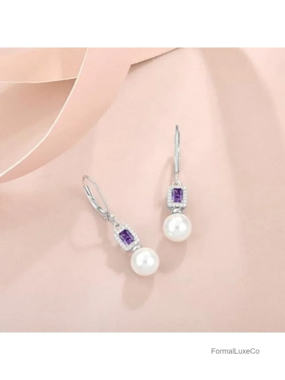 Pearl Dangle Leverback Earrings 925 Sterling Silver Birthstone Drop Earrings